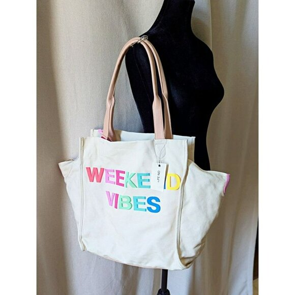 On 34th Cynthiah Extra Large Canvas Shoulder Tote Bag Weekend Vibe (MSRP $90) - Picture 4 of 7